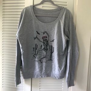 Halloween Dancing Skeleton with Flower Crown Grey Sweatshirt